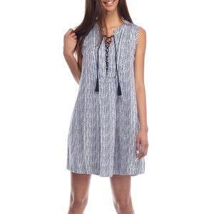 Crown & Ivy Blue & White Linen Dress